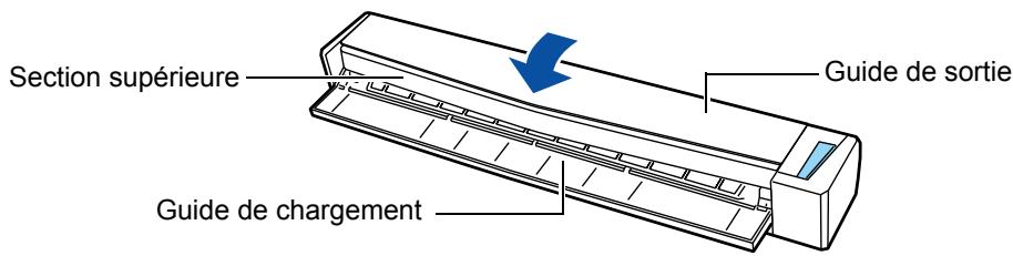 FUJITSU SCANSNAP S1100 DELUXE, SCANSNAP S1100I - Ouvrez la section supérieure et le guide de sortie. - 1