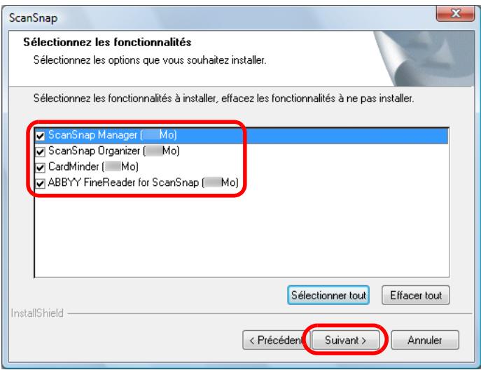 FUJITSU SCANSNAP S1100 DELUXE, SCANSNAP S1100I - Assurez-vous que l'ensemble des cases sont cochées, puis cliquez sur le bouton Suivant. - 1