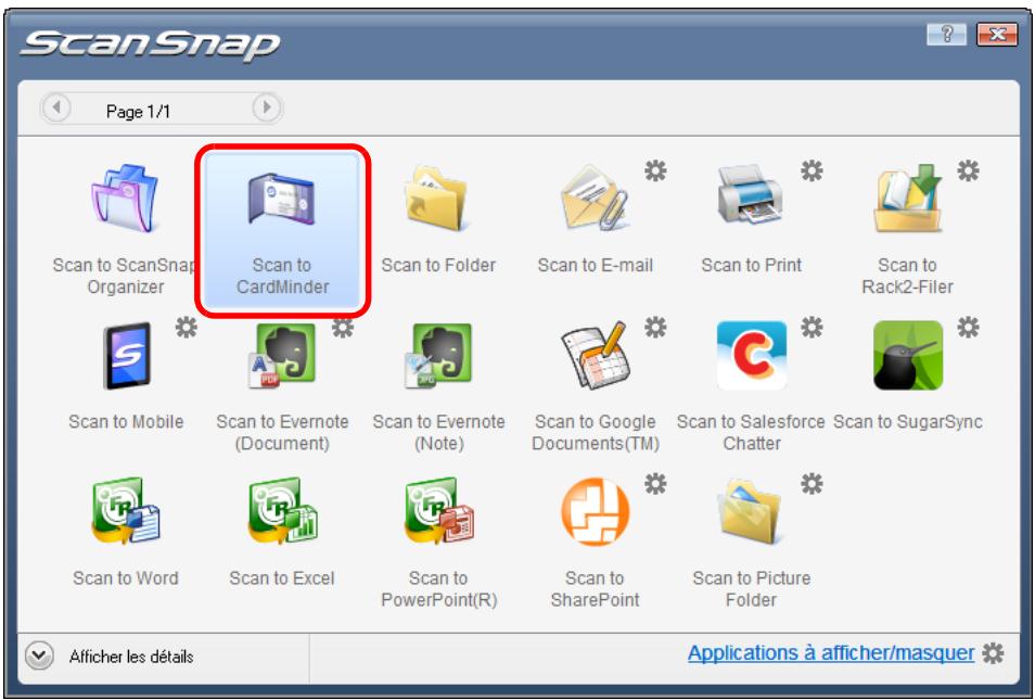 FUJITSU SCANSNAP S1100 DELUXE, SCANSNAP S1100I - Cliquez sur l'icone Scan to CardMinder. - 1
