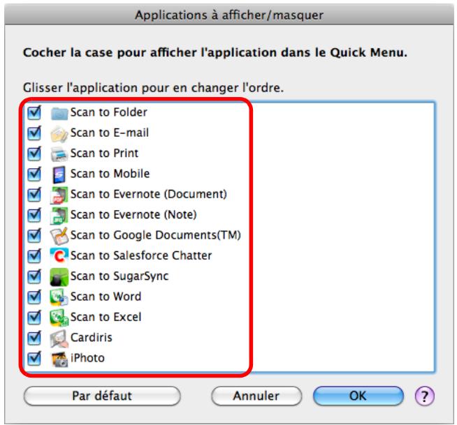 FUJITSU SCANSNAP S1100 DELUXE, SCANSNAP S1100I - - Ordre d'affichage des applications - 1