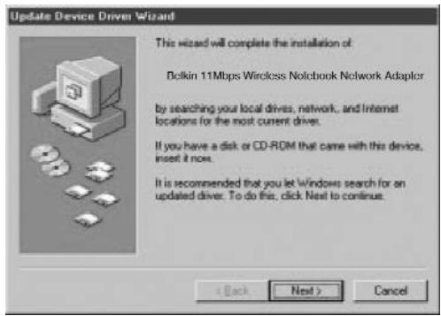 BELKIN F5D6000 - Installation des pilotes de la carte réseau pour ordinateurs portables pour Windows 95 - 1