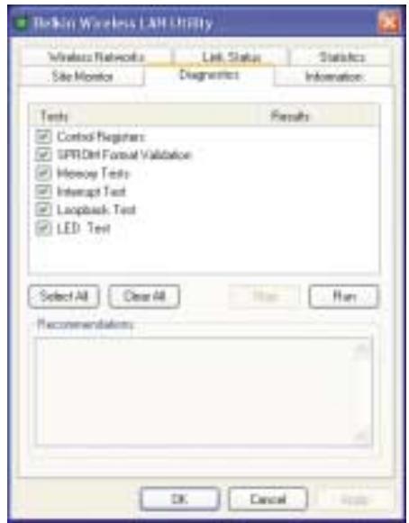 BELKIN F5D7010 - Page « Diagnostics » - 1