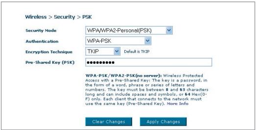 BELKIN F5D9630 - Configuration wpa-personal (PSK) - 1