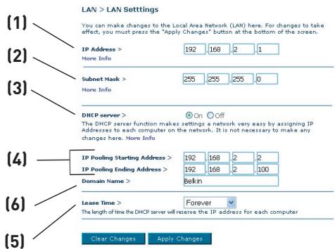 BELKIN F5D9630 - Modification des paramètres de réseau local (LAN) - 2