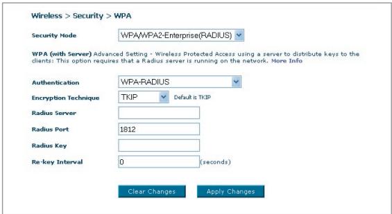 BELKIN F5D9630 - Configuration des paramètres wpa-enterprise (RADIUS) - 1