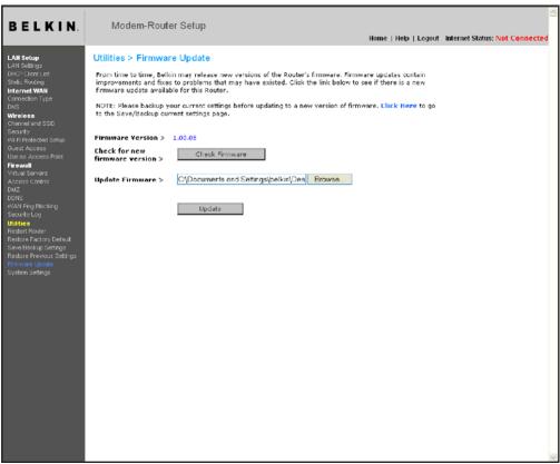BELKIN MODEM ROUTEUR SANS FIL N+ #F5D8635ED4A - Mise à jour du micrologiciel du routeur - 2
