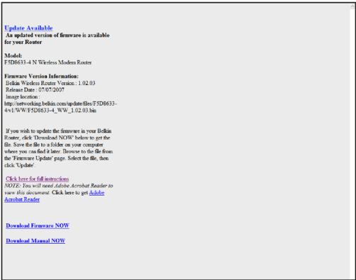 BELKIN MODEM ROUTEUR SANS FIL N+ #F5D8635ED4A - Téléchargement de la nouvelle version du micrologiciel - 1
