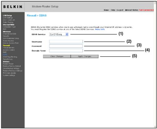BELKIN MODEM ROUTEUR SANS FIL N+ #F5D8635ED4A - Configuration du client DNS Dynamique du routeur - 1