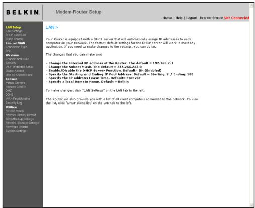 BELKIN MODEM ROUTEUR SANS FIL N+ #F5D8635ED4A - Visualisation des paramètres du réseau local (LAN) - 1