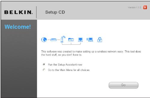 BELKIN MODEM ROUTEUR SANS FIL N+ #F5D8635ED4A - Étape 2: Configuration du routeur - Executez l'assistant d'installation - 1
