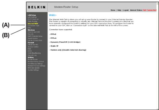 BELKIN MODEM ROUTEUR SANS FIL N+ #F5D8635ED4A - Étape 4: Configuration du routeur pour la connexion à votre fournisseur d'accès à Internet (FAI) - 1
