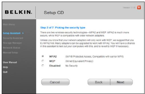 BELKIN MODEM ROUTEUR SANS FIL N+ #F5D8635ED4A - Choix d'un type de sécurité - 1