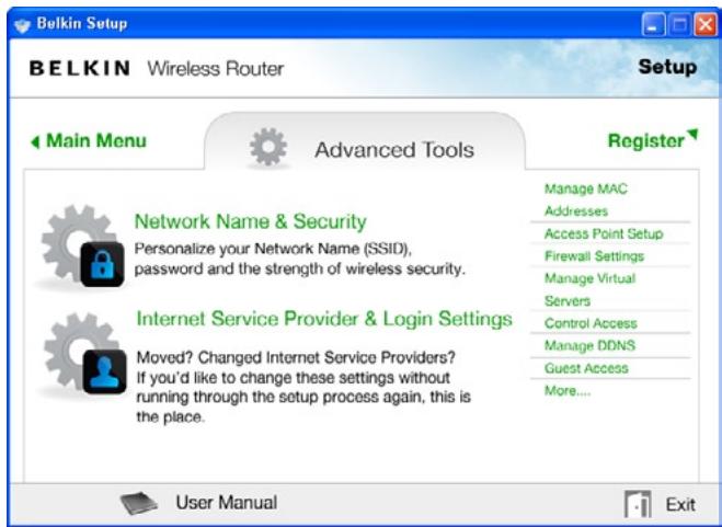 BELKIN SURF N300 - Outils et paramètres avancés - 1