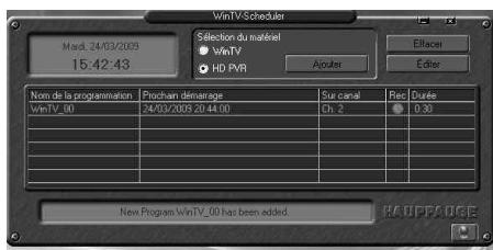 HAUPPAGE HD-PVR - Utilisation de WinTV-Scheduler - 3