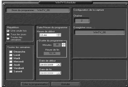 HAUPPAGE HD-PVR - Utilisation de WinTV-Scheduler - 2