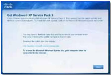 LINKSYS E2500 - Meddelandet Get Windows XP Service Pack 3 (Hämta servicepaket 3 für Windows XP) - 1