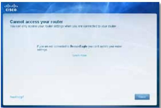 LINKSYS E2500 - Mensagem Cannot access your router (Não é possível acessar o roteador) - 1