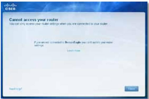 LINKSYS E2500 - Meldung Cannot access your router (Kein Zugriff auf den Router) - 1
