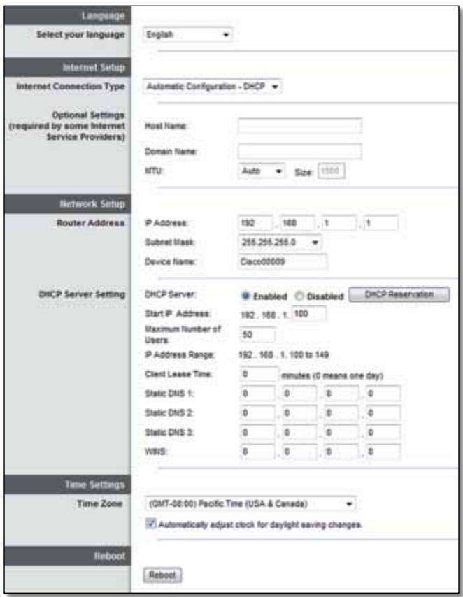 LINKSYS E2500 - (Lw)Basic Setup<(A) Setup - 1