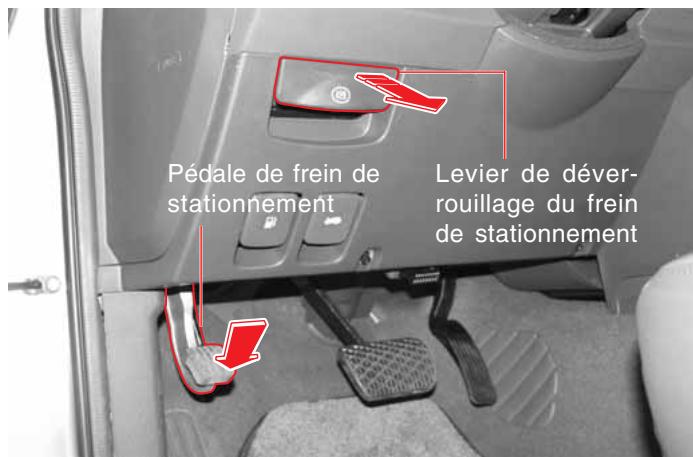 SSANGYONG KYRON - FONCTIONNEMENT DU FREIN DE STATIONNEMENT (ACTIONNE AU PIED EN CAS DE BOITE AUTOMATIQUE) - 1
