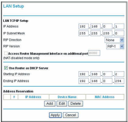 NETGEAR DGND3300V2 - Using the LAN Setup Options - 1