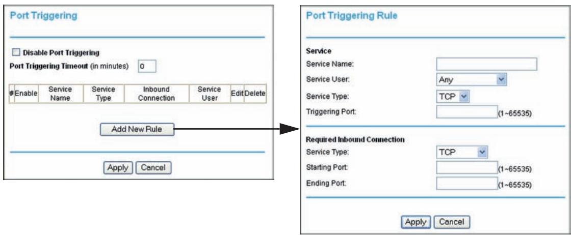 NETGEAR DGND3300V2 - To configure port triggering: - 1
