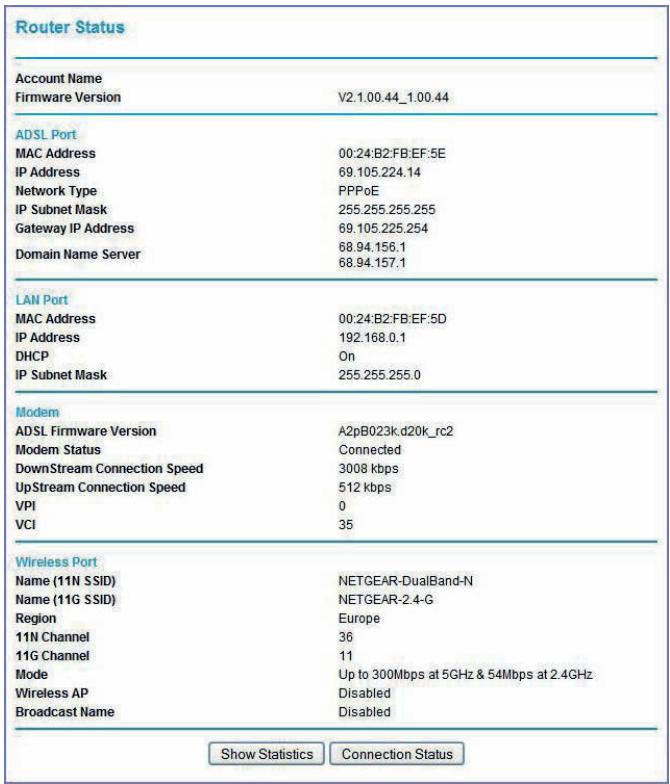 NETGEAR DGND3300V2 - Viewing N300 Wireless Modem Router Status Information - 1
