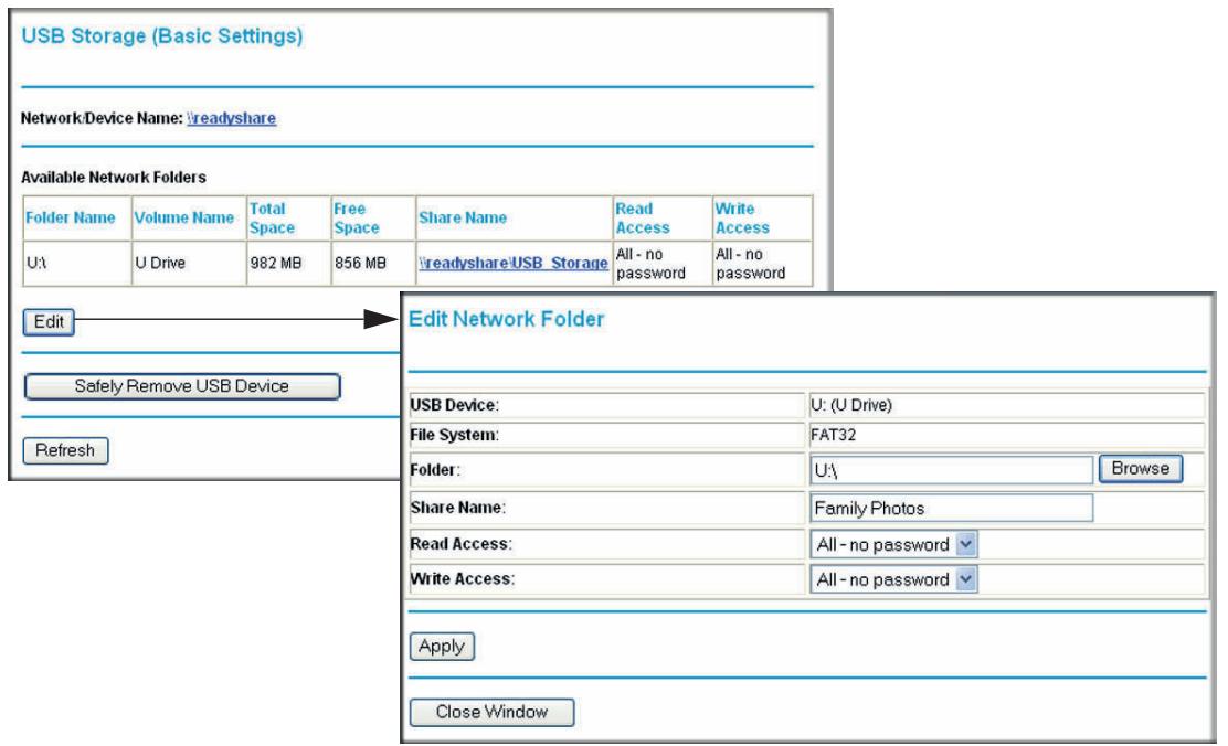 NETGEAR DGND3300V2 - Editing a Network Folder - 1