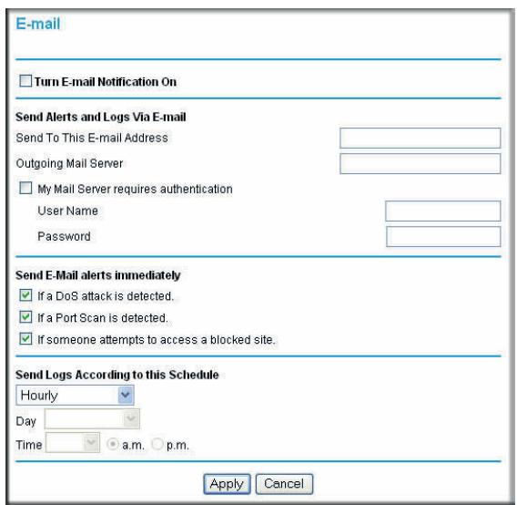 NETGEAR DGND3300V2 - Configuring Email Alert and Web Access Log Notifications - 1