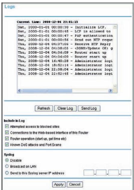 NETGEAR DGND3300V2 - Viewing Logs of Web Access or Attempted Web Access - 1