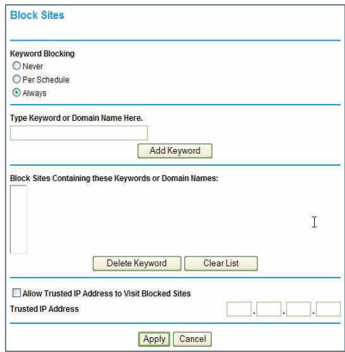 NETGEAR DGND3300V2 - To block access to Internet sites: - 1
