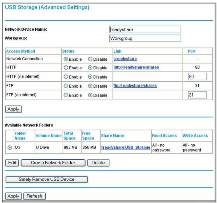 NETGEAR DGND3300V2 - Configuring USB Storage Advanced Settings - 1