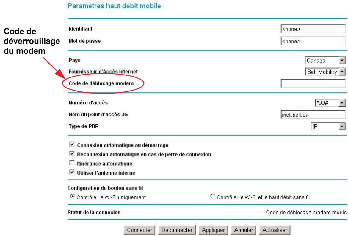 NETGEAR MBR1210 - Pour entrer le code de déverrouillage du modem : - 1