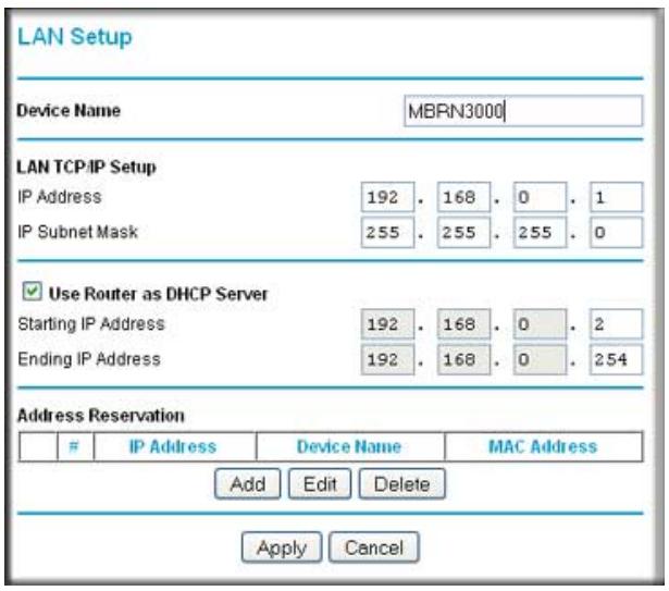 NETGEAR MBR1210 - To view or change the LAN setup: - 1