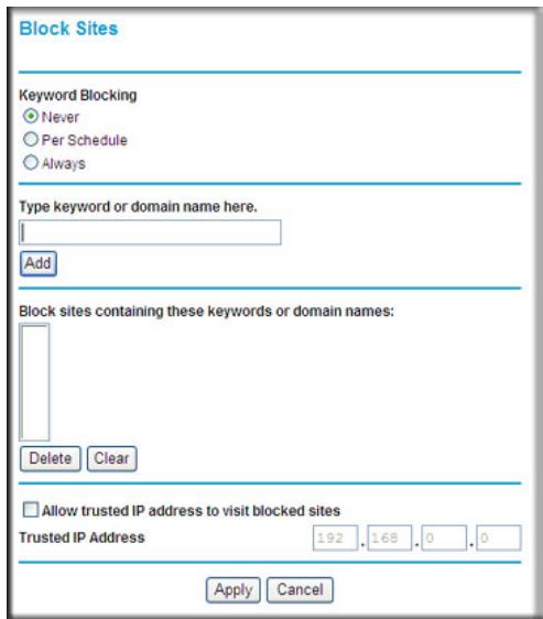 NETGEAR MBR1210 - Blocking Sites and Keywords - 1