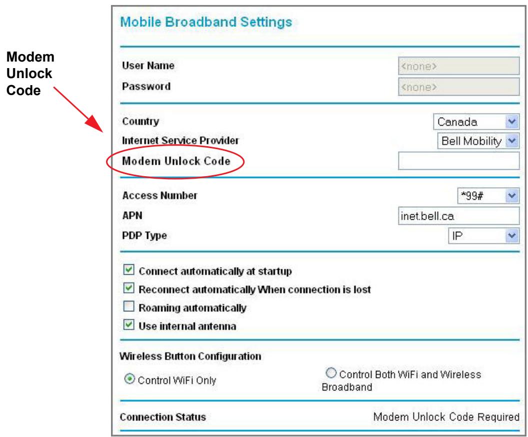 NETGEAR MBR1210 - To enter the modem unlock code: - 1