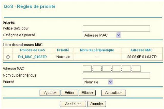 NETGEAR MBR1210 - Pour configurer la priorité à l'ordinateur spécifique par le biais de son adresse MAC : - 1