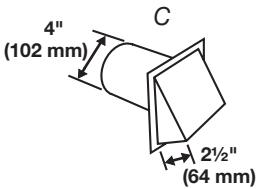 4" (102 mm) C 2½" (64 mm)