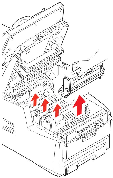 OKI MC560NMFP - Eliminação de atolamentos de papel Na impressora (cont.) - 1