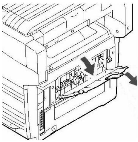 OKI MC560NMFP - Abrir la bandeja de salute posterior - 1