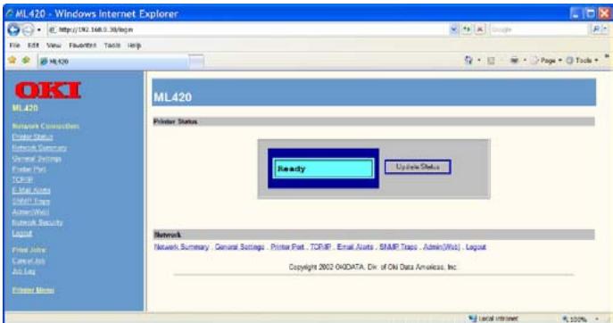 OKI ML 421 - Utilisation de la page Web intégrée au serveur d'imprimante pour configurer votre adresse IP (autre méthode) - 3