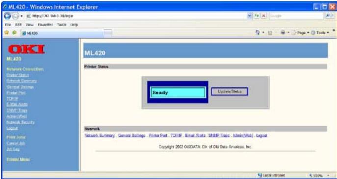 OKI ML 421 - Select the TCP/IP option from the Network Connection menu to launch the TCP/IP Configuration menu. - 1