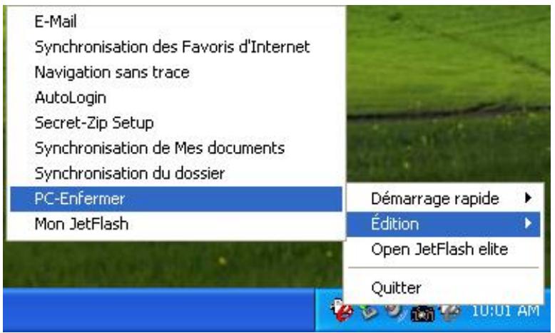 TRANSCEND TS1GJFT2K - Utilisation du menu situé dans la zone de notification - 1