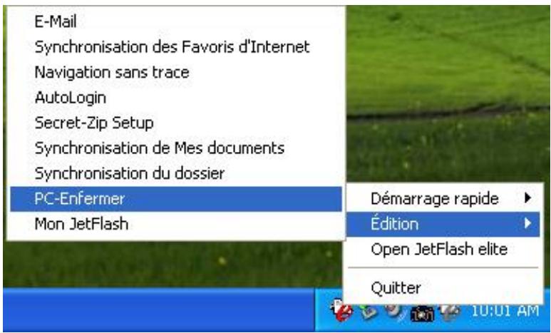 TRANSCEND TS4GJFV90Q - Utilisation du menu situé dans la zone de notification - 1