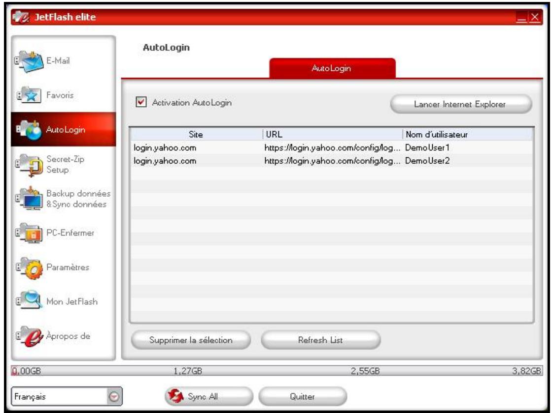 TRANSCEND TS8GJFV30 - Sauvegarder les données de connexion (nom d'utilisateur, mot de passe, PIN, etc.) - 2