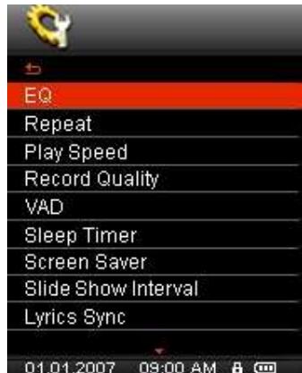 TRANSCEND MP850 - Mode Egaliseur (EQ) - 1