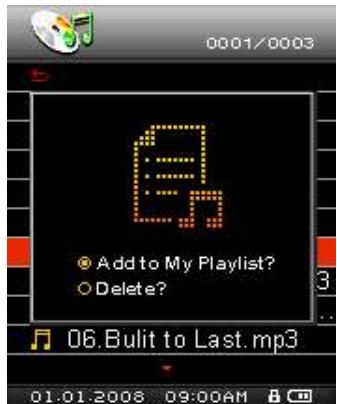 TRANSCEND MP850 - Ajouter une chanson a ma liste (My Playlist) - 4