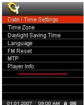 TRANSCEND MP850 - Réglages Date/Heure - 1