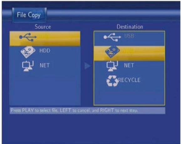 EMTEC HDD MOVIE CUBE Q800 - Menu Copie de Fichier - 2
