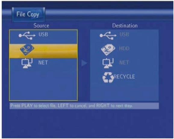 EMTEC HDD MOVIE CUBE Q800 - Menu Copie de Fichier - 1